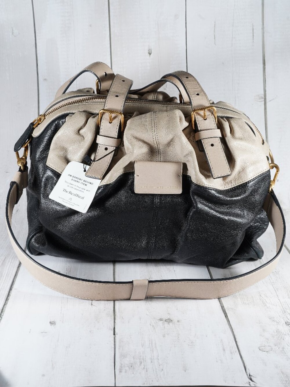 Women's Marc Jacobs Bicolor black and beige leather satchel bag